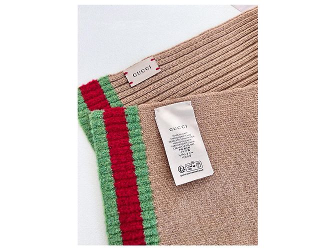 Gucci Web Wollmischung Schal Camel - Ansicht 14