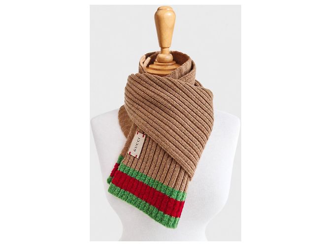 Gucci Web Wollmischung Schal Camel - Ansicht 2