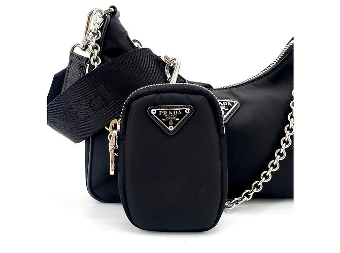 Prada Borsa a tracolla Re-Edition in nylon nera - vista 2