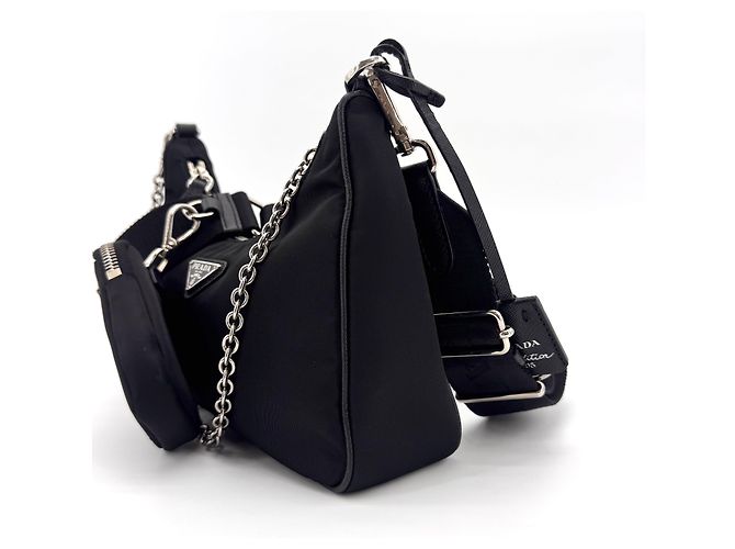 Prada Borsa a tracolla Re-Edition in nylon nera - vista 4