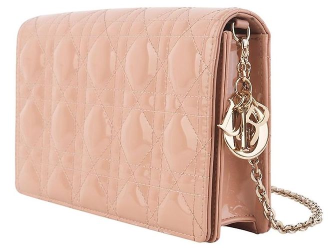 Borsa a tracolla Lady Dior Chain Pouch in Cannage Vernice - vista 2