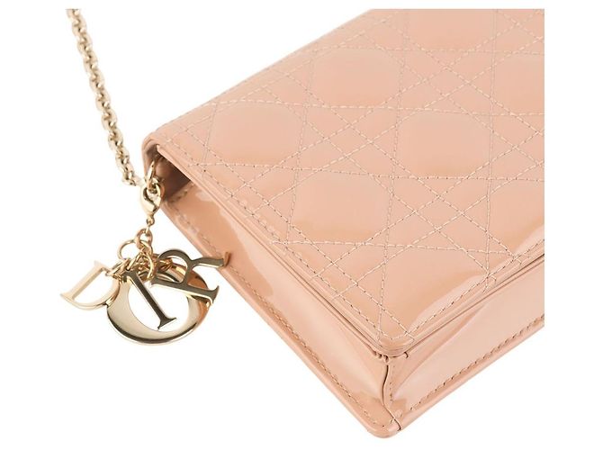 Borsa a tracolla Lady Dior Chain Pouch in Cannage Vernice - vista 5
