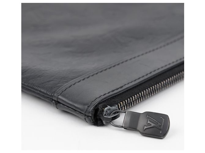 Louis Vuitton Pochette Clutch in pelle Monogram Shadow Nero - vista 14