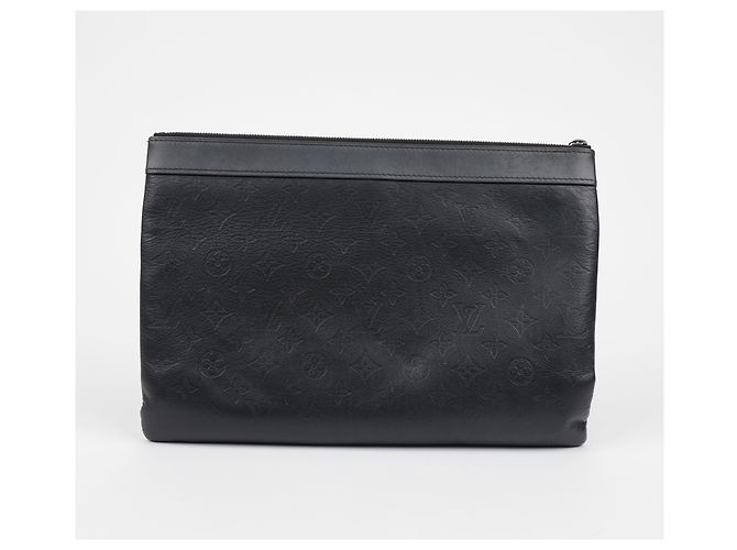 Louis Vuitton Pochette Clutch in pelle Monogram Shadow Nero - vista 3