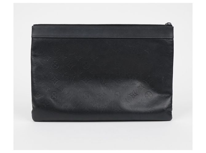 Louis Vuitton Pochette Clutch in pelle Monogram Shadow Nero - vista 4