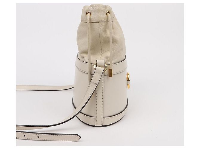 Gucci Borsa bucket bianca in pelle Horsebit - vista 5