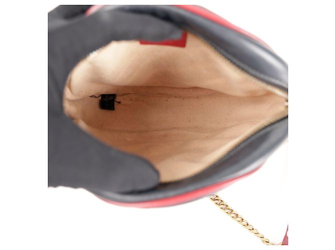 Gucci Mini Borsa a Tracolla Rotonda Nero Rosso - vista 8