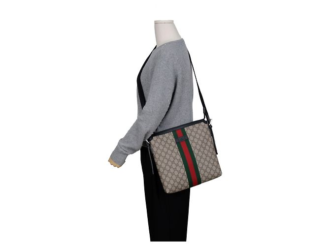 Gucci Borsa a tracolla Web GG Supreme Canvas Beige - vista 13