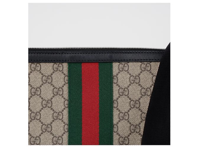 Gucci Borsa a tracolla Web GG Supreme Canvas Beige - vista 4