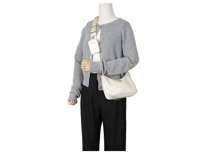 Prada Borsa a tracolla Saffiano Re-Edition White - vista 23