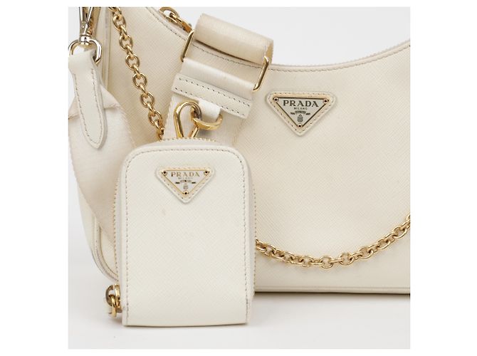 Prada Borsa a tracolla Saffiano Re-Edition White - vista 3