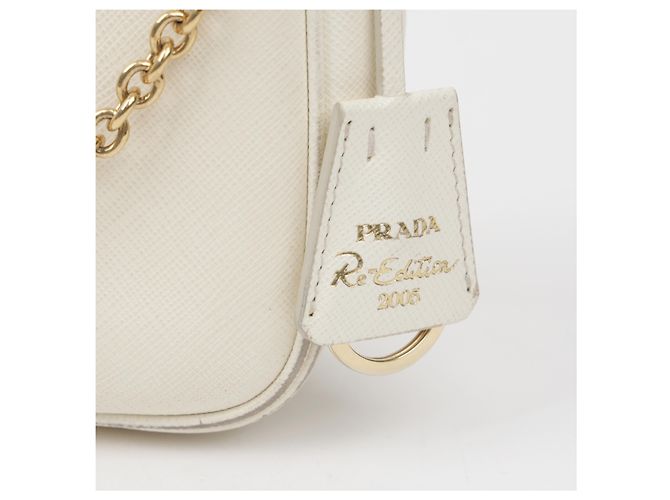 Prada Borsa a tracolla Saffiano Re-Edition White - vista 4