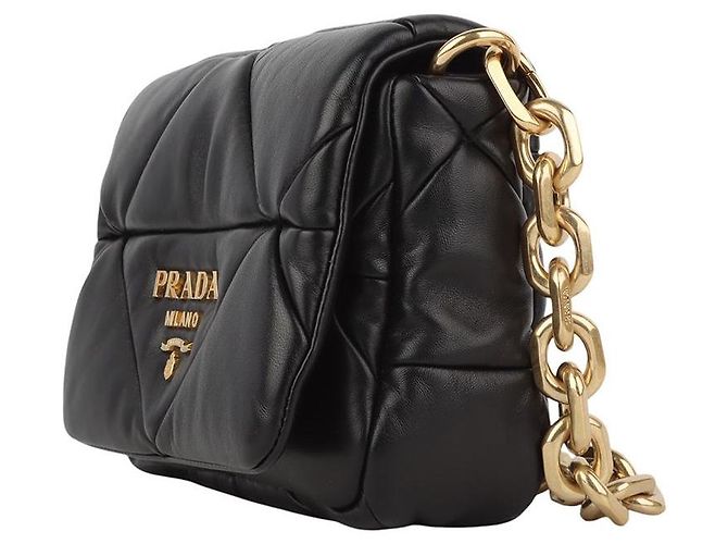 Prada Bolsa de Ombro Matelassê em Patchwork de Nappa com Corrente Dourada - vista 2