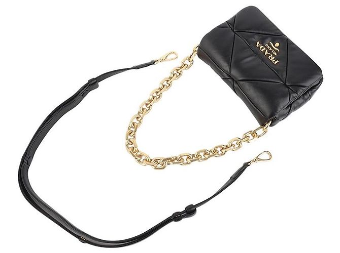 Prada Bolsa de Ombro Matelassê em Patchwork de Nappa com Corrente Dourada - vista 4