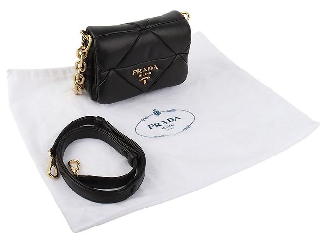 Prada Bolsa de Ombro Matelassê em Patchwork de Nappa com Corrente Dourada - vista 8