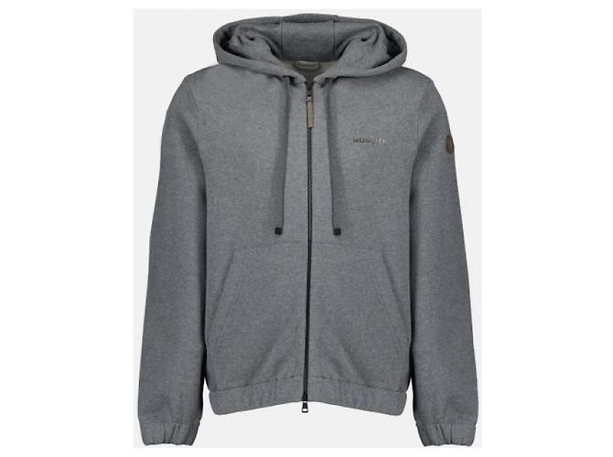 Moncler Zip-Up Hoodie aus Baumwollmischung mit Leder-Logo - Ansicht 4