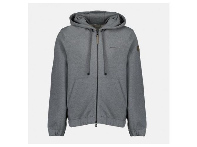 Moncler Zip-Up Hoodie aus Baumwollmischung mit Leder-Logo - Ansicht 5