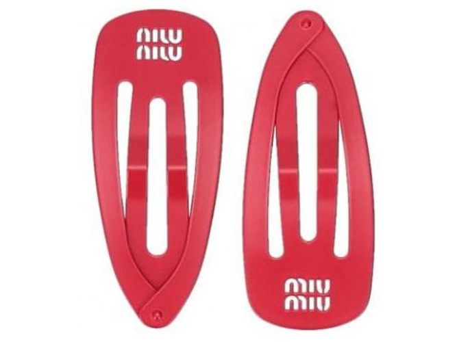 Fermaglio per capelli Miu Miu in metallo rosso - vista 4