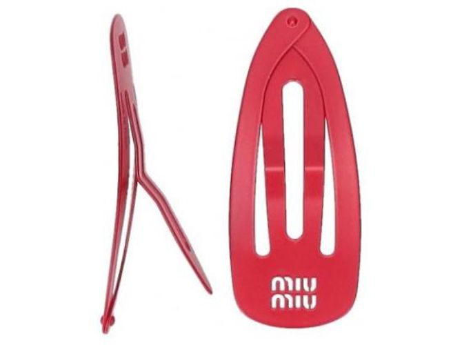Fermaglio per capelli Miu Miu in metallo rosso - vista 5