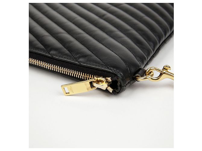 Autre Marque Portadocumenti Cassandra in pelle matelassé Black Gold - vista 10