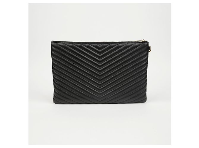 Autre Marque Portadocumenti Cassandra in pelle matelassé Black Gold - vista 4