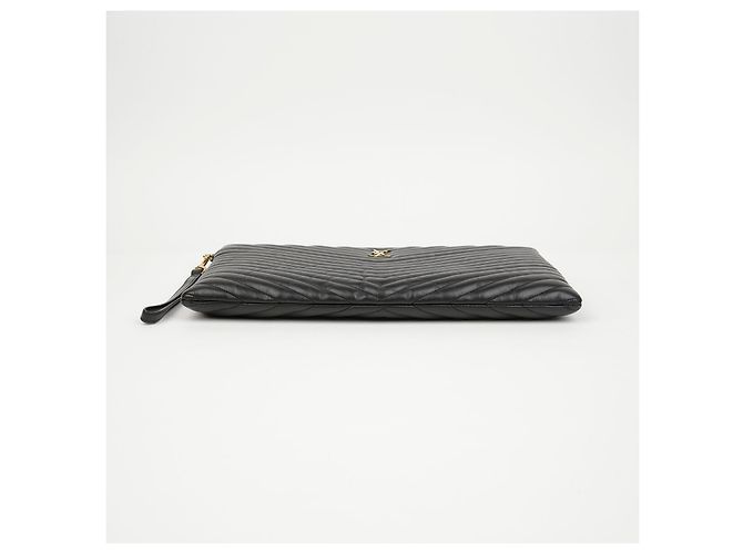 Autre Marque Portadocumenti Cassandra in pelle matelassé Black Gold - vista 6
