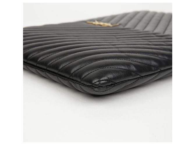 Autre Marque Portadocumenti Cassandra in pelle matelassé Black Gold - vista 7