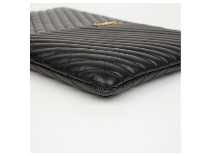 Autre Marque Portadocumenti Cassandra in pelle matelassé Black Gold - vista 8