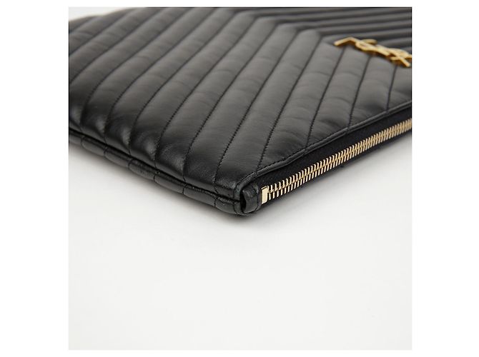 Autre Marque Portadocumenti Cassandra in pelle matelassé Black Gold - vista 9