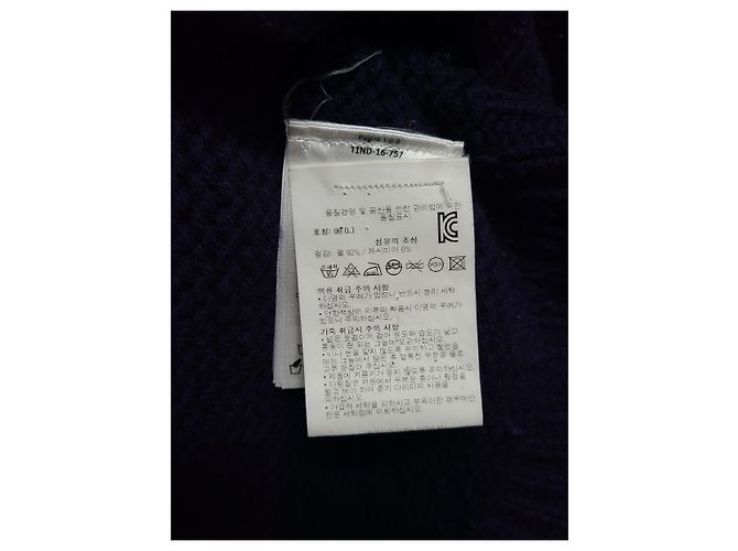 Moncler Navy Blue Nordic Pattern Leather Logo Mockneck Knit - view 5