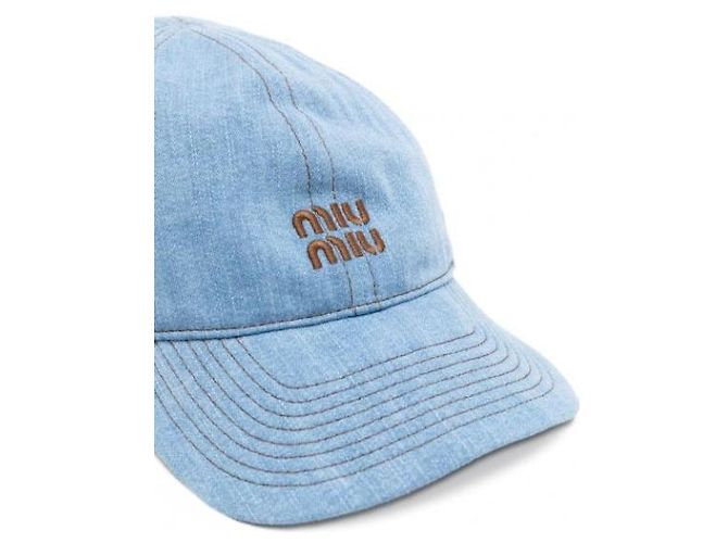 Gorra de béisbol Miu Miu de denim azul - vista 6
