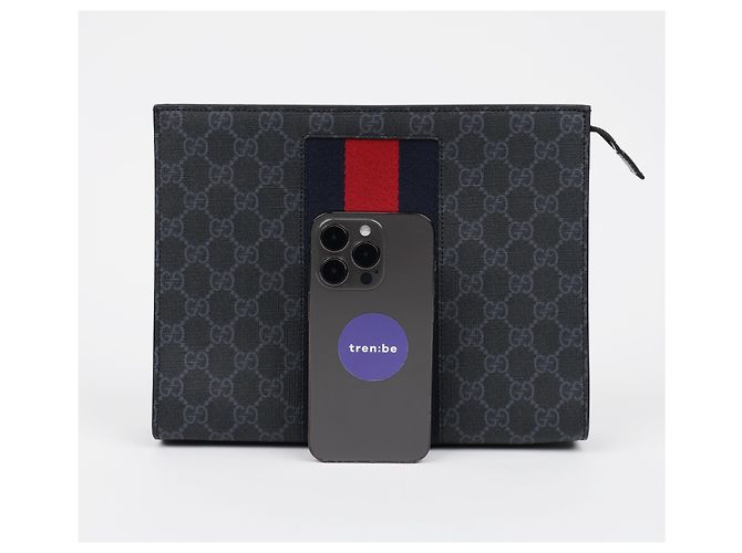 Gucci Pouch GG Supreme Black Web - vista 7