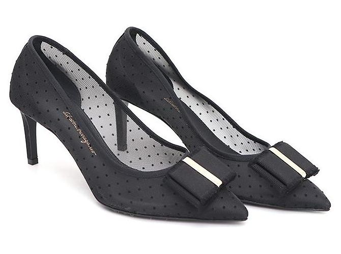 Salvatore Ferragamo Décolleté Bara con dettaglio in nastro e mesh - vista 3