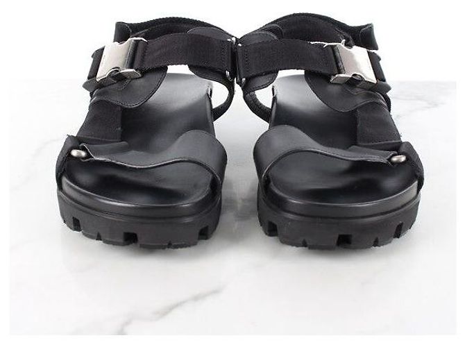 Prada Sandali ciabatte in pelle argento con Velcro - vista 3