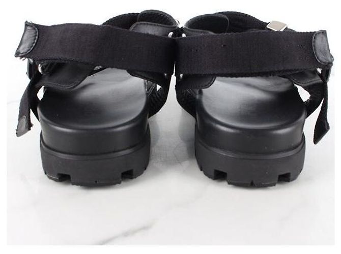 Prada Sandali ciabatte in pelle argento con Velcro - vista 4