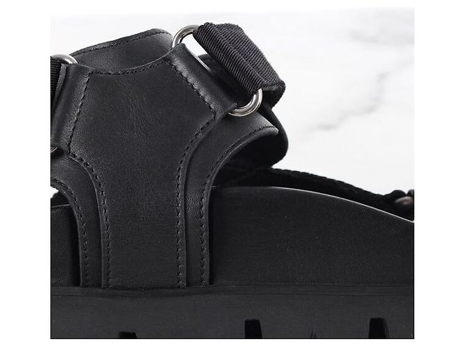 Prada Sandali ciabatte in pelle argento con Velcro - vista 7