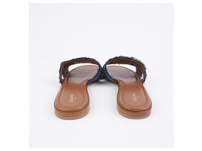 Céline Mule Marina Fringe in Denim - vista 11