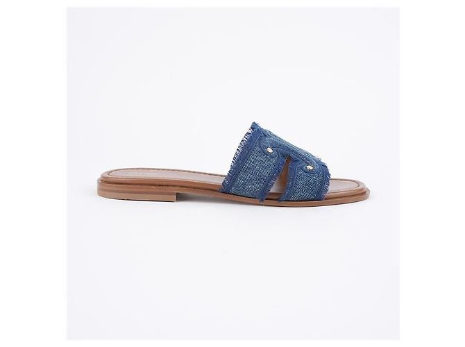 Céline Mule Marina Fringe in Denim - vista 12
