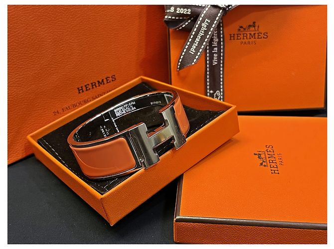 Hermès Orange Silver Clic Clac PM - vista 2