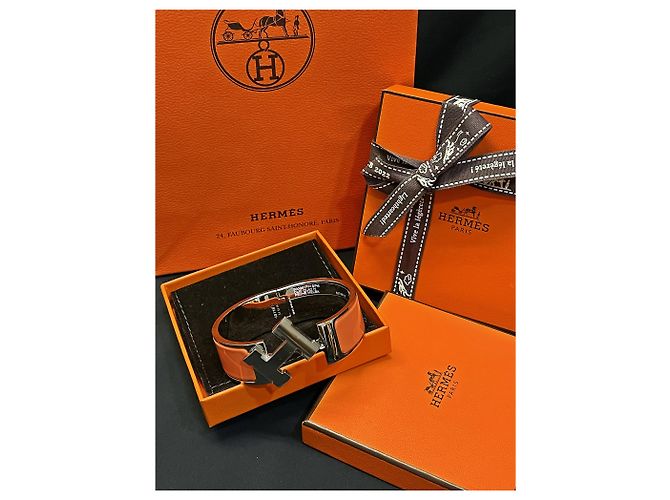 Hermès Orange Silver Clic Clac PM - vista 5