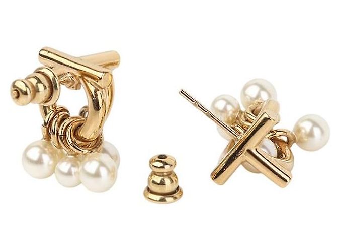 Salvatore Ferragamo Orecchini Gancini con perle placcati in oro - vista 3