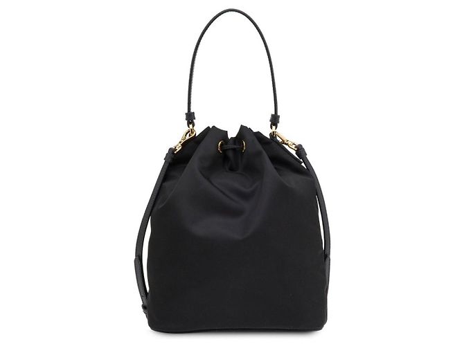 Prada Borsa a secchiello Duet Nylon New Bucket Bag Black Gold - vista 2
