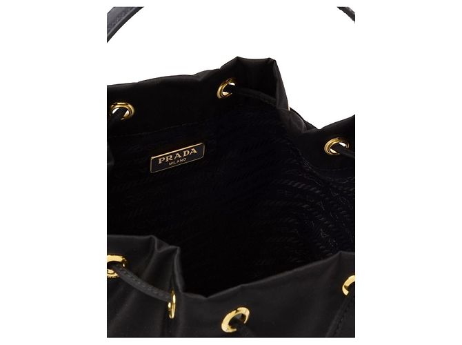Prada Borsa a secchiello Duet Nylon New Bucket Bag Black Gold - vista 4
