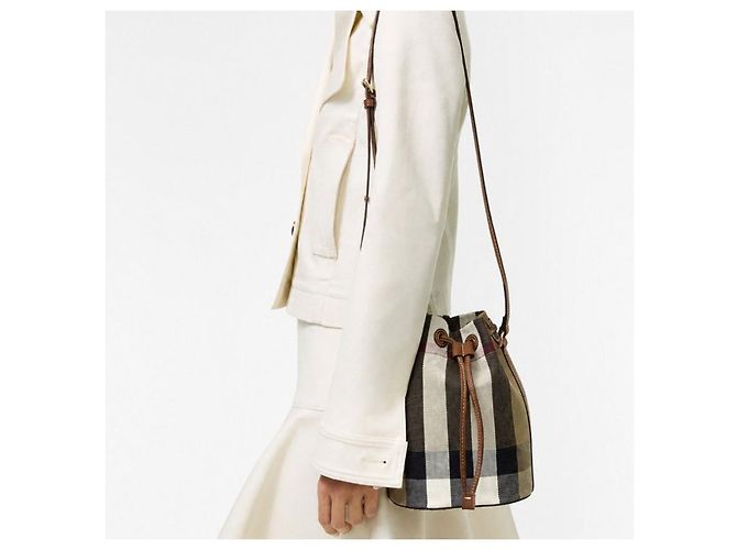 Burberry Borsa bucket in tela a scacchi - vista 14