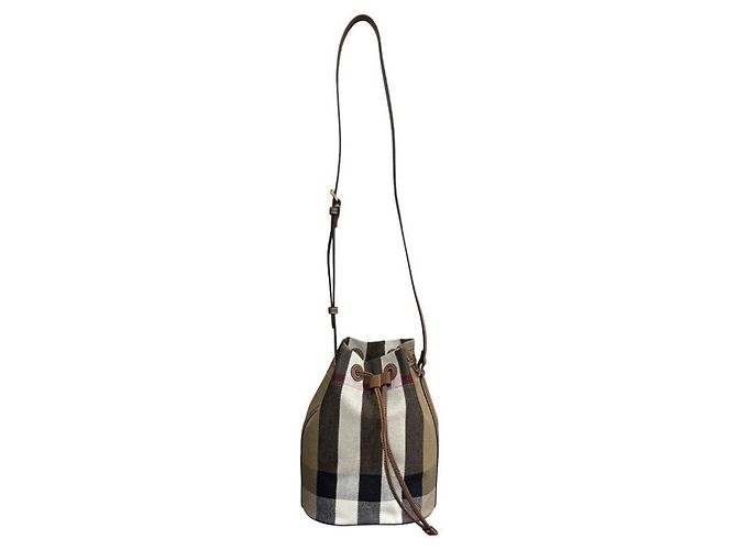 Burberry Borsa bucket in tela a scacchi - vista 7