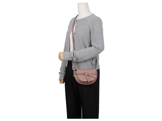 Loewe Gate Pebble Grain Calf Leather Dual Mini Crossbody Dark Blush - vista 14