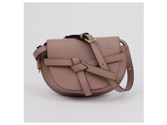 Loewe Gate Pebble Grain Calf Leather Dual Mini Crossbody Dark Blush - vista 2