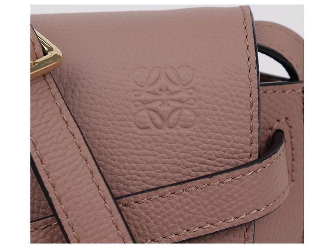 Loewe Gate Pebble Grain Calf Leather Dual Mini Crossbody Dark Blush - vista 3