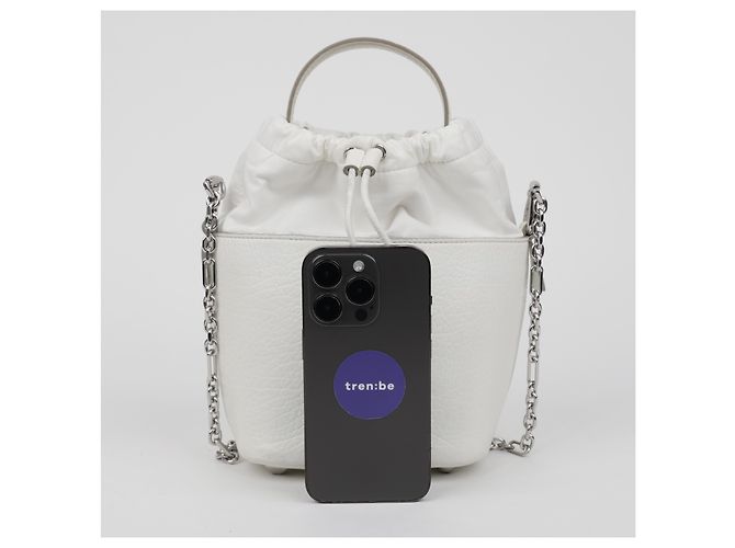 Maison Martin Margiela Mini borsa a secchiello da donna in tela bianca - vista 25