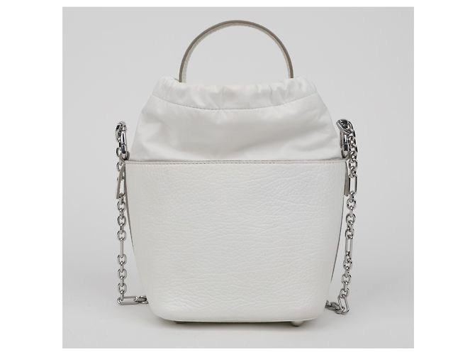 Maison Martin Margiela Mini borsa a secchiello da donna in tela bianca - vista 4
